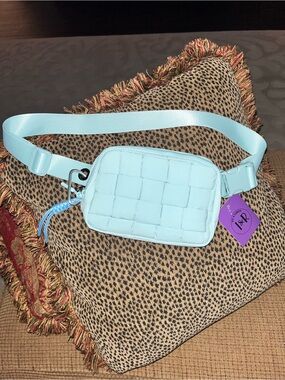 Iris & Rainbow Ice Blue Quilted Crossbody Bag
